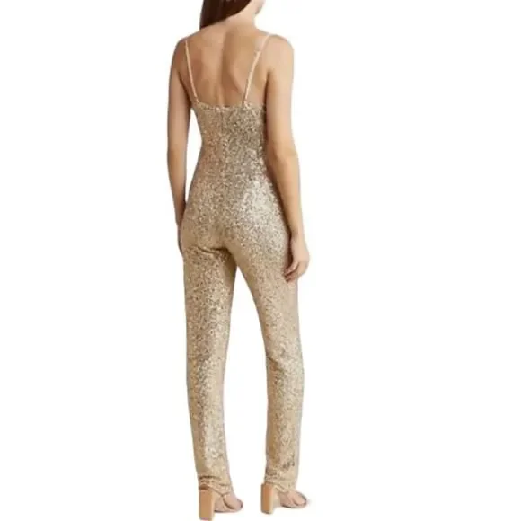 Raga Jumpsuit Womens XS Gold‎ Sequin Spaghetti Strap - Picture 3 of 14